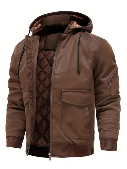 MILTON - HOODED LEATHER JACKET